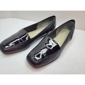 Enzo Angiolini Liberty Loafers Flats Black Patton Leather Mix Shoes‎ Sz 8N W/Box